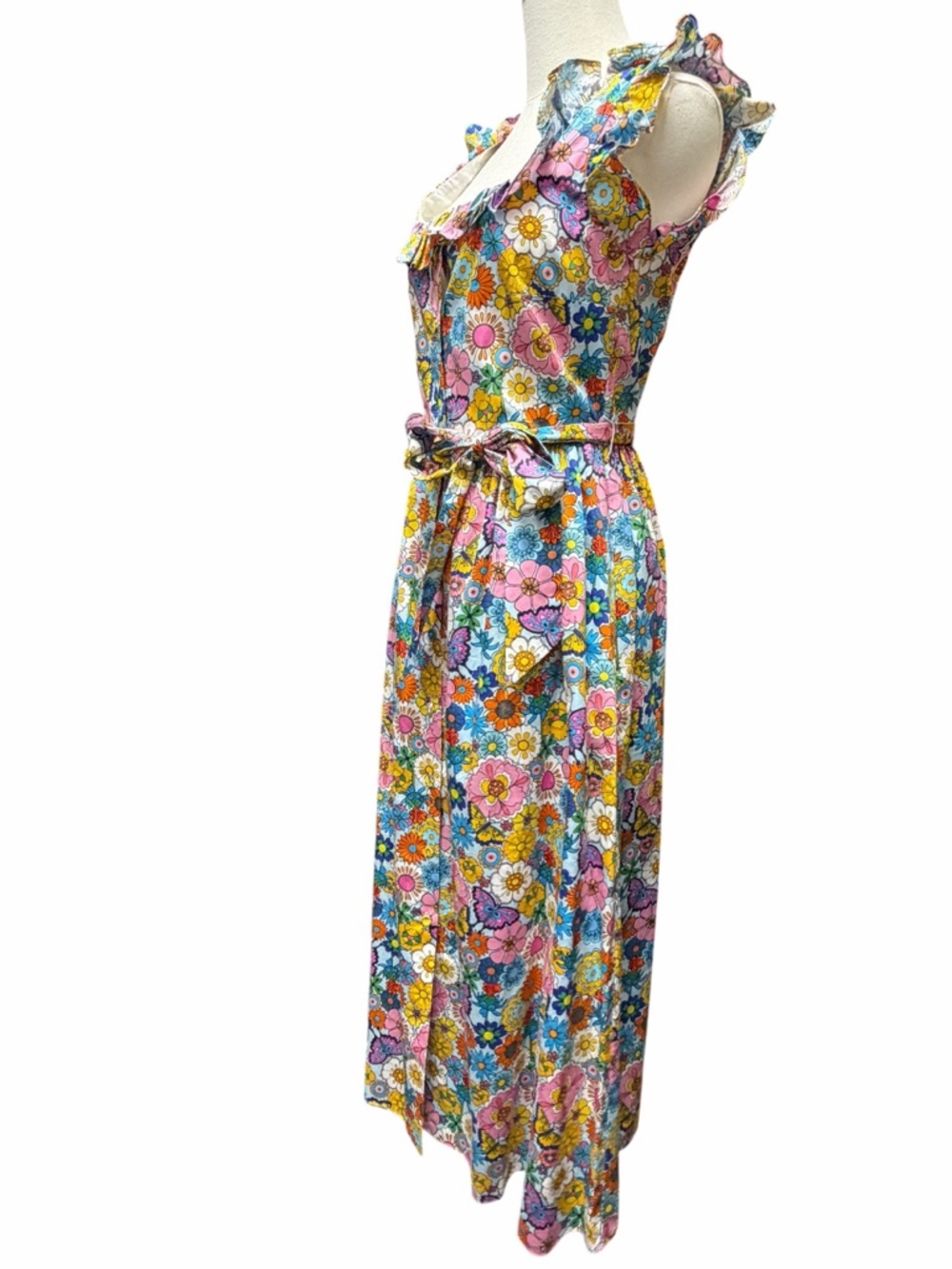 B-11 Borgo de Nor Lou Lou Good Vibes Pale Blue Floral Midi Dress - Picture 6 of 12